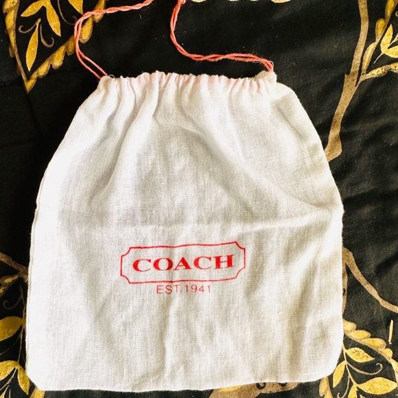 Coach White Drawstring Pouch dust bag with Red Logo - Picture 1 of 3